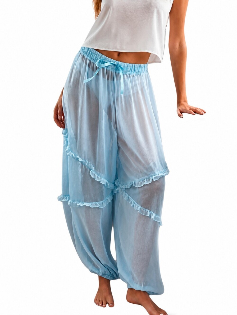 Anthropologie ($108) LyreBird Sheer Lace Balloon Pants NWT